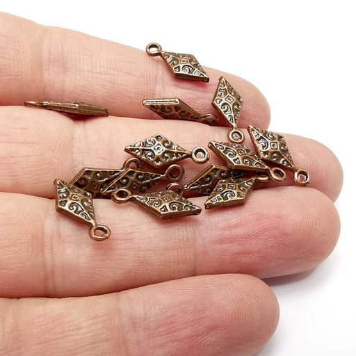 10 Pcs Rhombus Charms Antique Copper Plated Charms (16x7mm) G34478