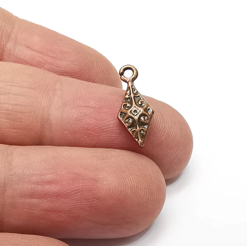 10 Pcs Rhombus Charms Antique Copper Plated Charms (16x7mm) G34478