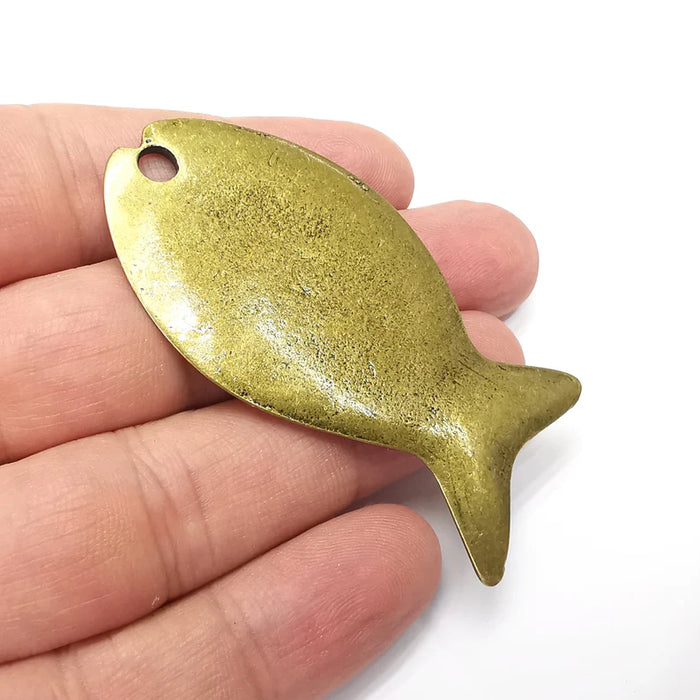 Fish Pendant, Charms Antique Bronze Plated (66x34mm) G34479