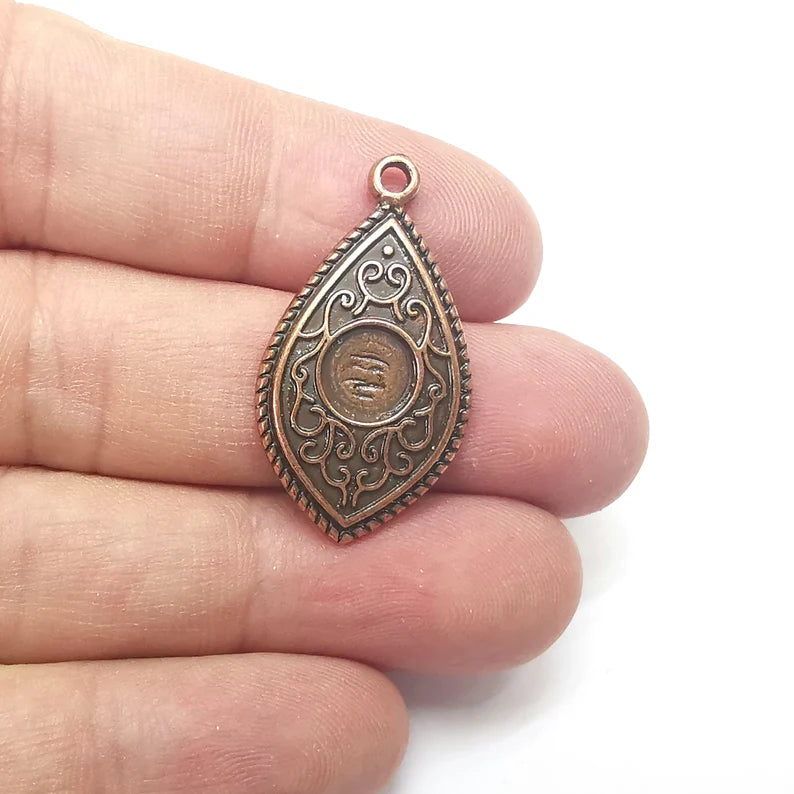 Drop Charms Blanks, Resin Bezel Bases, Mosaic Mountings, Dry flower Frame, Polymer Clay base, Antique Copper Plated (8mm) G34524