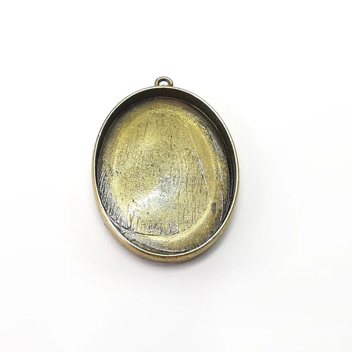 Oval Pendant Blanks, Resin Bezel Bases, Mosaic Mountings, Dry flower Frame, Polymer Clay base, Antique Bronze Plated (40x30mm) G34541