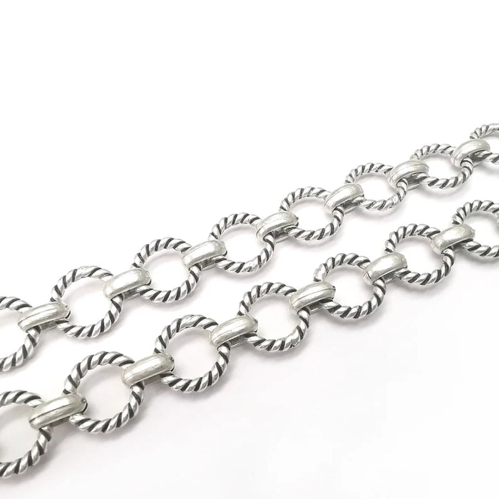 Twisted Antique Silver Round Chain (17mm) Antique Silver Plated Chain (1 Meter - 3.3 feet ) G34545