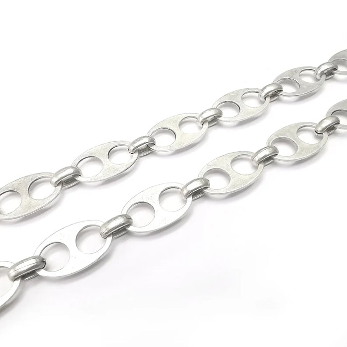 Oval Antique Silver Chain (16mm) Antique Silver Plated Chain G34549