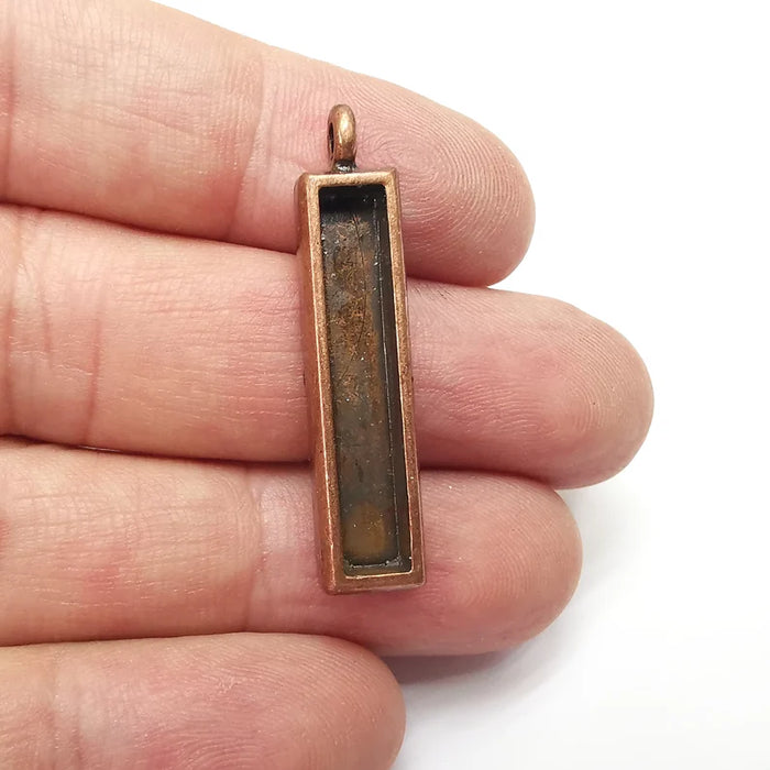 Rectangle Pendant Blanks, Resin Bezel Bases, Mosaic Mountings, Dry flower Frame, Polymer Clay base, Antique Copper Plated (30x5mm) G34550