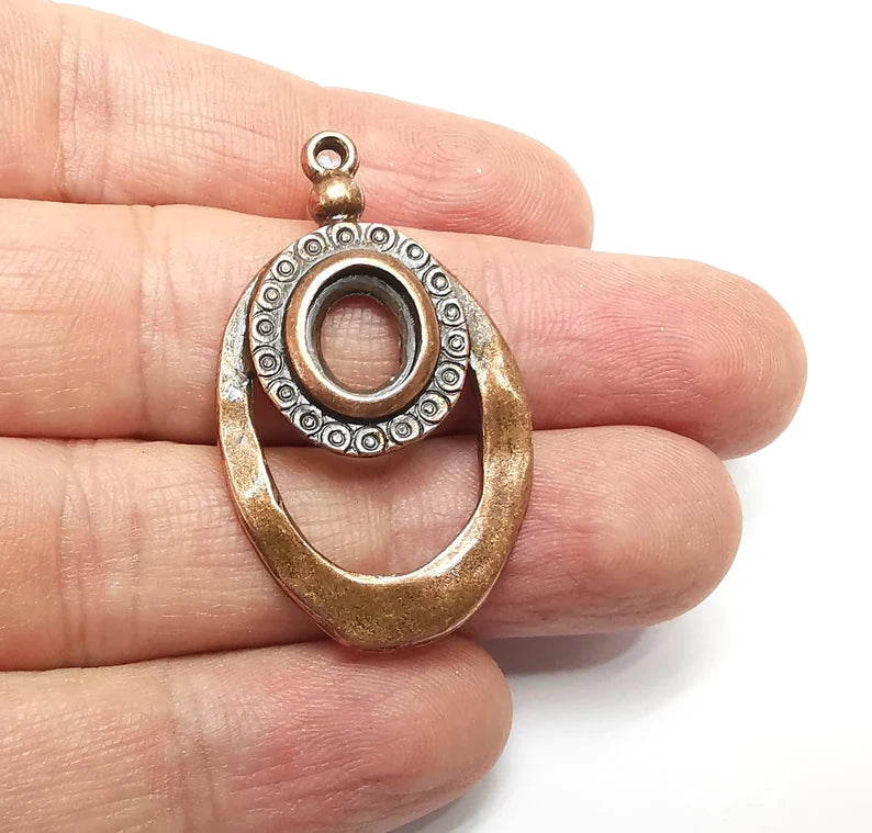 Charms Blanks Oval , Resin Bezel Bases, Mosaic Mountings, Dry flower Frame, Polymer Clay base, Antique Copper Plated (10x8mm) G34555