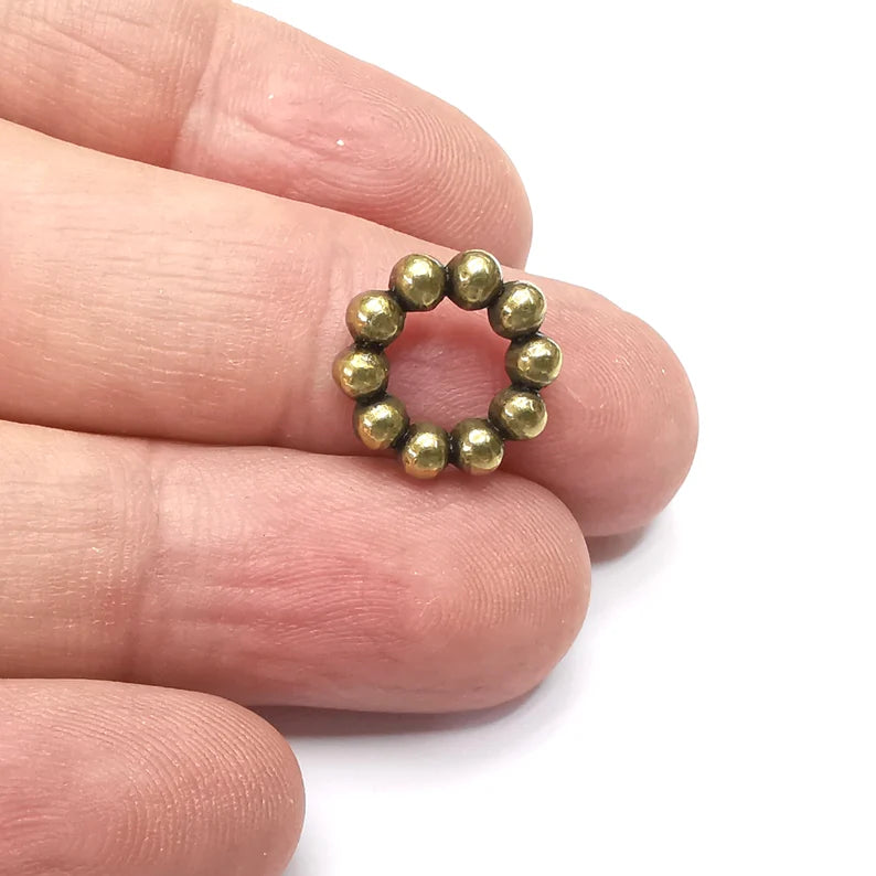 2 Balls Connector Charms, Dangle Charms Antique Bronze Plated Findings (14mm) G34488