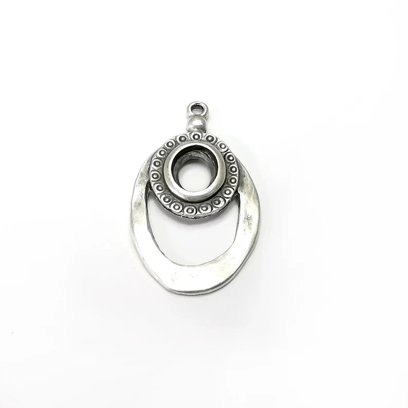 Charms Blanks Oval , Resin Bezel Bases, Mosaic Mountings, Dry flower Frame, Polymer Clay base, Antique Silver Plated (10x8mm) G34491