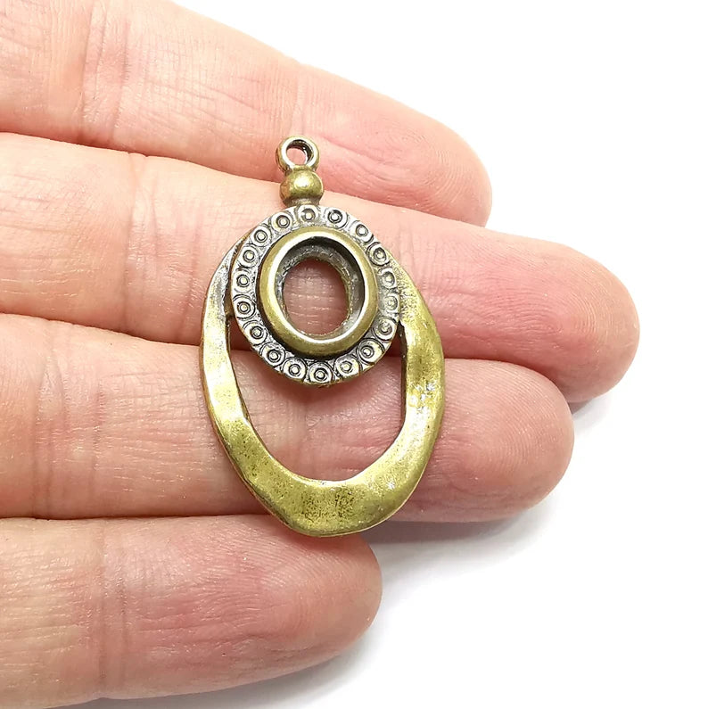 Charms Blanks Oval , Resin Bezel Bases, Mosaic Mountings, Dry flower Frame, Polymer Clay base, Antique Bronze Plated (10x8mm) G34560