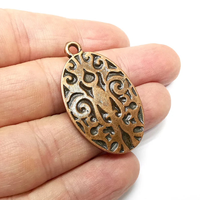 Oval Charms, Dangle Charms, Antique Copper Plated (42x26mm) G34562
