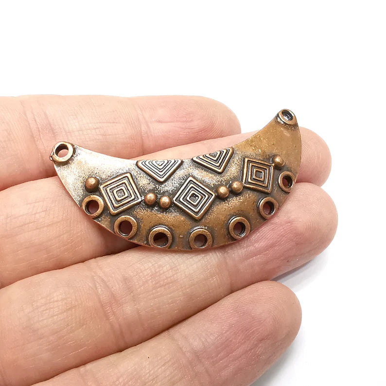 Crescent Charms, Connector Antique Copper Plated Dangle Pendant (53mm) G34566