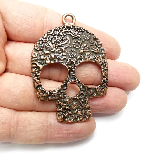 Skull Pendant , Antique Copper Plated (61x43mm) G34568
