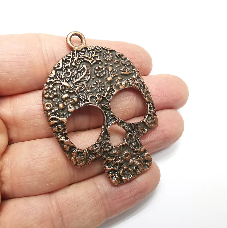 Skull Pendant , Antique Copper Plated (61x43mm) G34568