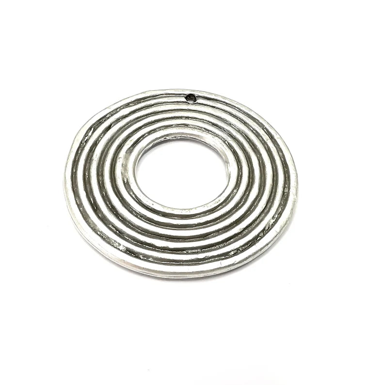 Circle Charms, Antique Silver Plated (40mm) G34506