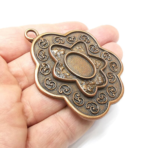 Oval Flower Pendant Blanks, Resin Bezel Bases, Mosaic Mountings, Dry flower Frame, Polymer Clay base, Antique Copper Plated (18x13mm) G34572