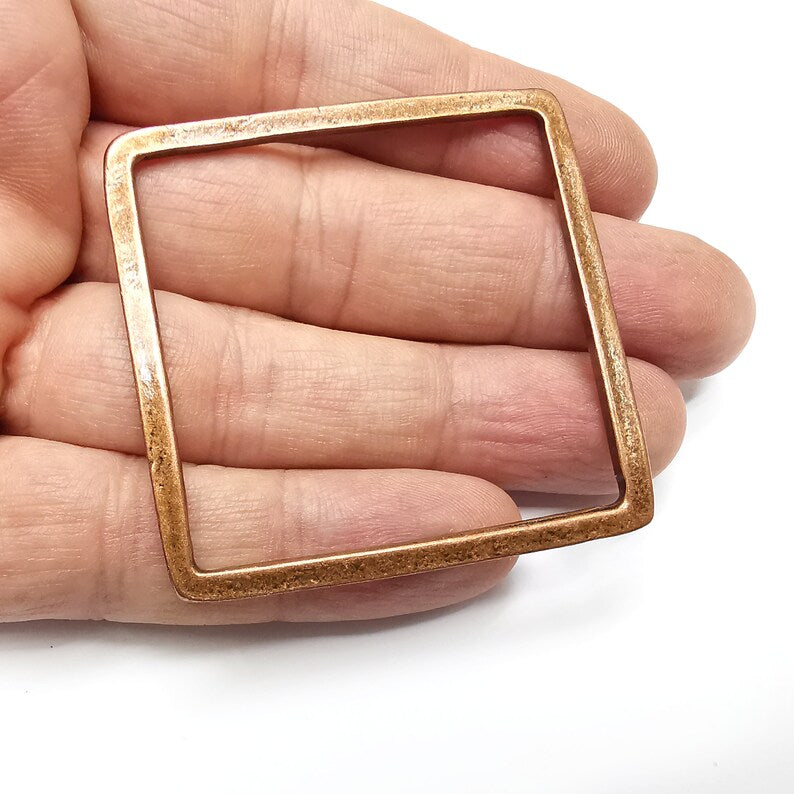 Big Square Jewelry Findings Antique Copper Plated Organic Shape Pendant (53mm) G34573