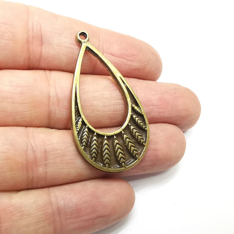 Drop Charms, Antique Bronze Plated (46x25mm) G34578