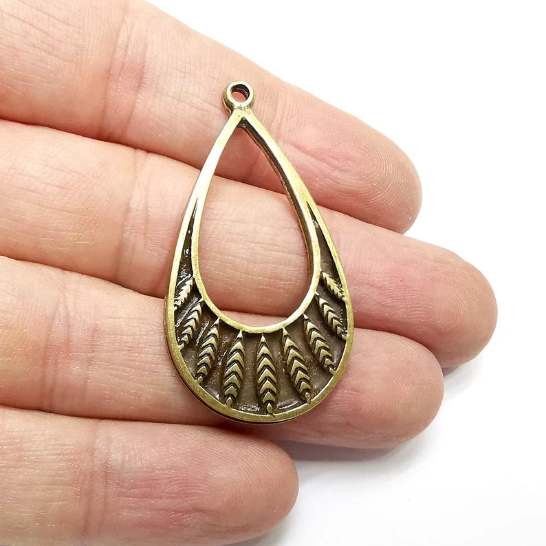 Drop Charms, Antique Bronze Plated (46x25mm) G34578