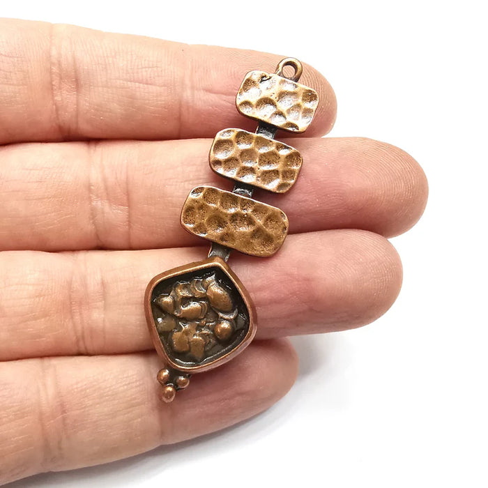 Hammered Charms, Antique Copper Plated Dangle Charms (59x18mm) G34580