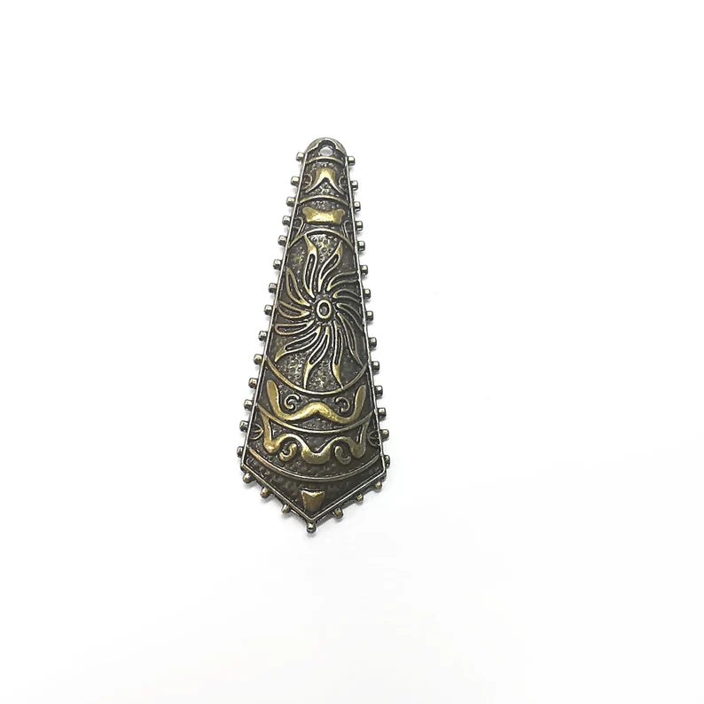 Sun Tie Charms, Dangle Charms Antique Bronze Plated (45x16mm) G34516