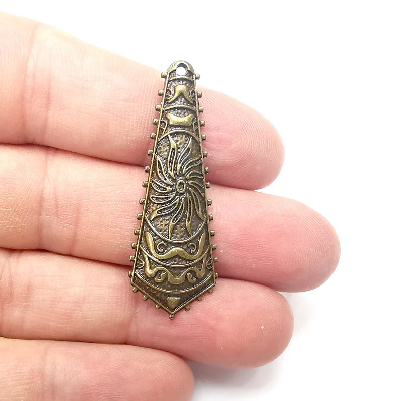 Sun Tie Charms, Dangle Charms Antique Bronze Plated (45x16mm) G34516