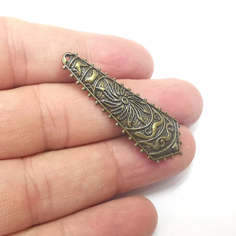 Sun Tie Charms, Dangle Charms Antique Bronze Plated (45x16mm) G34516