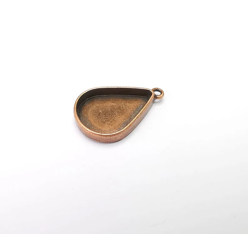 Copper Pendant Blank, Resin Bezel Base, Mosaic Mounting, Dry flower Frame, Polymer Clay base, Antique Copper Plated (25x18mm blank) G34587