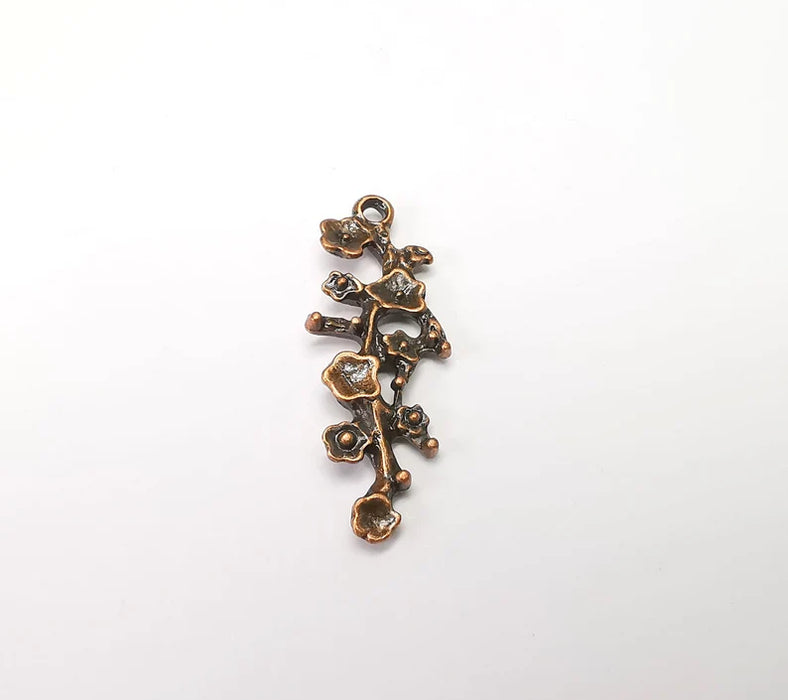 Flower Charms, Dangle Charms Antique Copper Plated (38x14mm) G34589