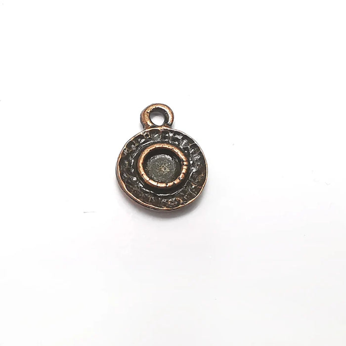 5 Round Charms Blanks, Resin Bezel Bases, Mosaic Mountings, Dry flower Frame, Polymer Clay base, Antique Copper Plated (4mm) G34596