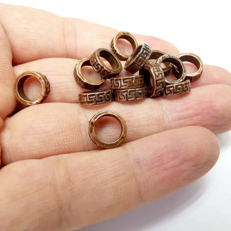 5 Circle Beads Antique Copper Plated Metal Beads (11mm) G34597