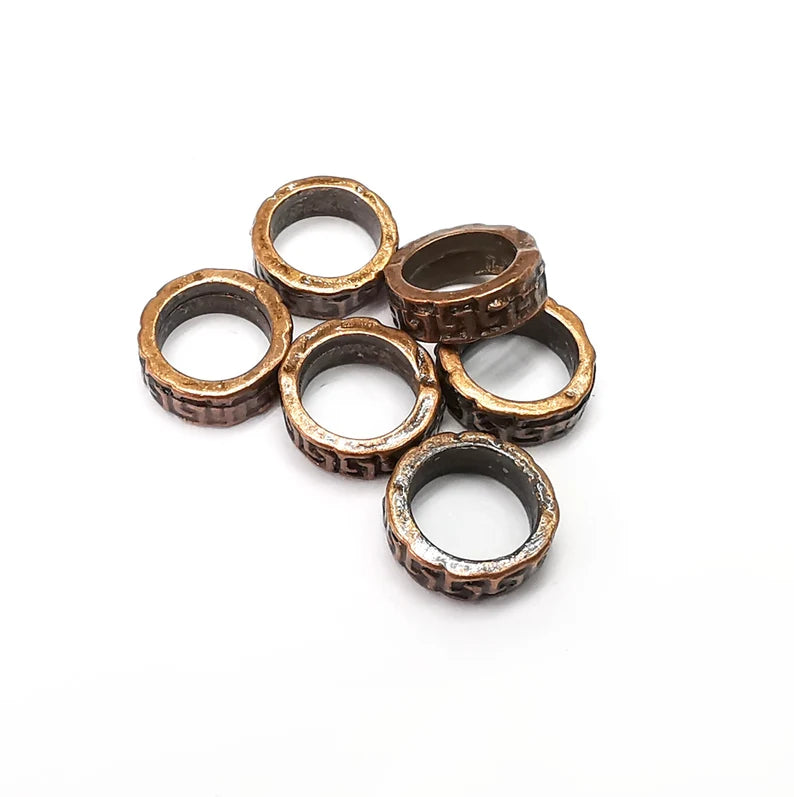 5 Circle Beads Antique Copper Plated Metal Beads (11mm) G34597