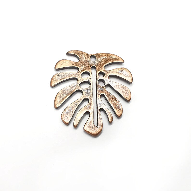 Monstera Leaf Charms, Antique Copper Plated (32x29mm) G34531