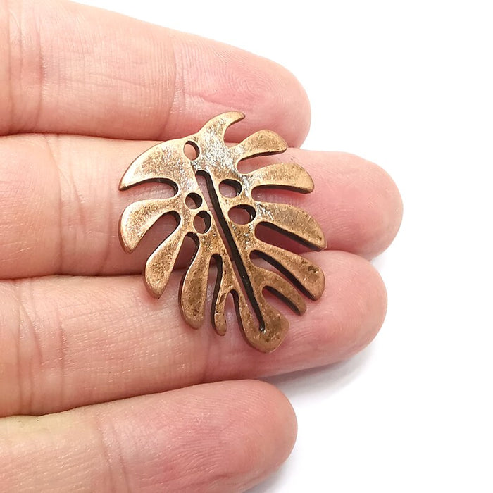 Monstera Leaf Charms, Antique Copper Plated (32x29mm) G34531