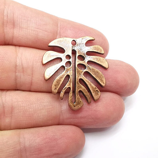 Monstera Leaf Charms, Antique Copper Plated (32x29mm) G34531