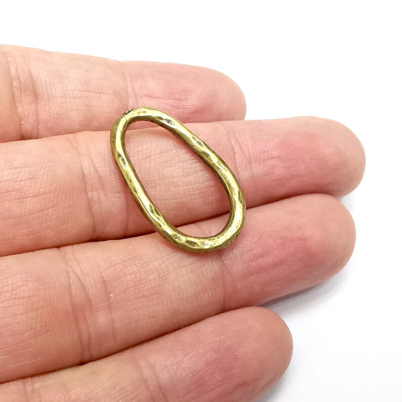 4 Hammered Oval Findings, Connector Antique Bronze Plated (29x17mm) G34533