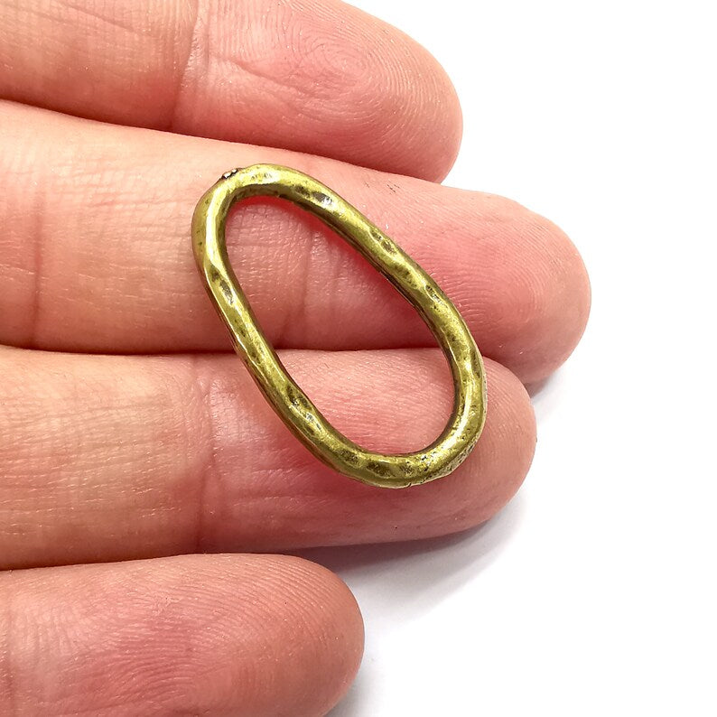 4 Hammered Oval Findings, Connector Antique Bronze Plated (29x17mm) G34533