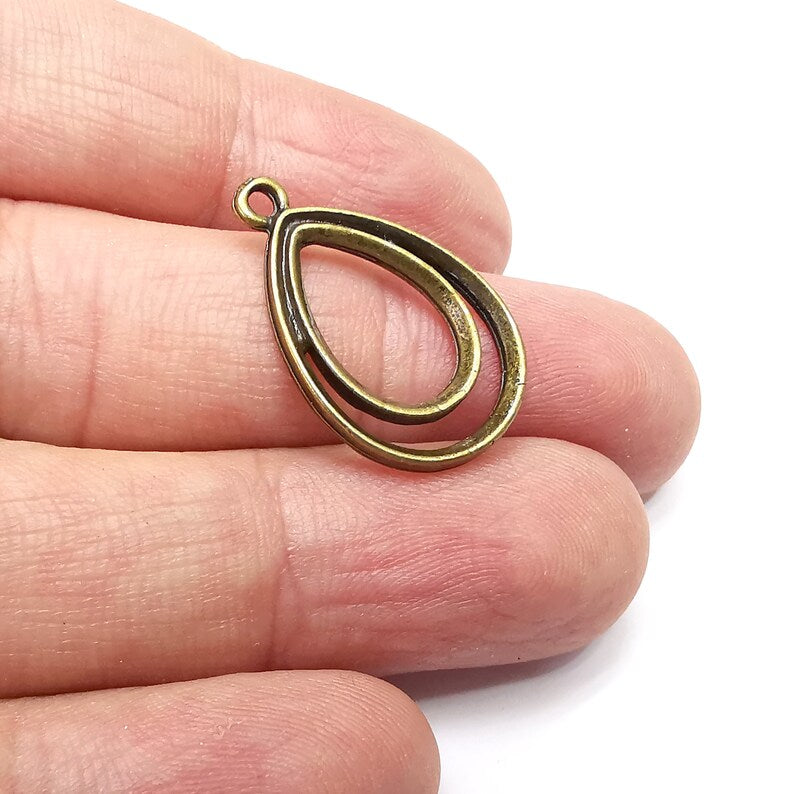 5 Drop Dangle Charms, Antique Bronze Plated Charms (27x17mm) G34534
