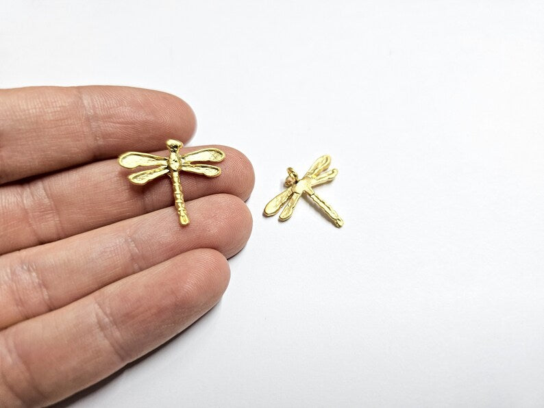 Dragonfly Charms Pendant Gold Plated Brass (24x19mm) G34599