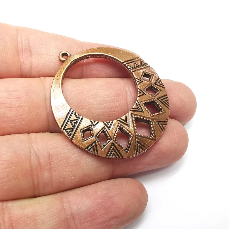 Marquise Round Charms, Antique Copper Plated (44x40mm) G34539