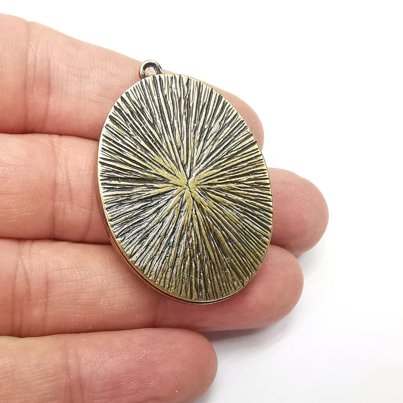 Oval Pendant Blanks, Resin Bezel Bases, Mosaic Mountings, Dry flower Frame, Polymer Clay base, Antique Bronze Plated (40x30mm) G34541