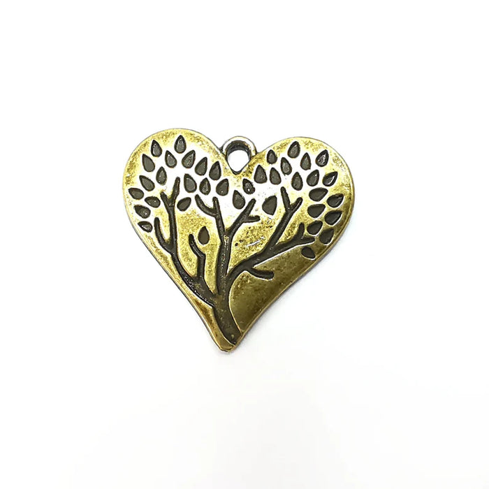 2 Heart Tree Charms Antique Bronze Plated Charms (27x26mm) G34611
