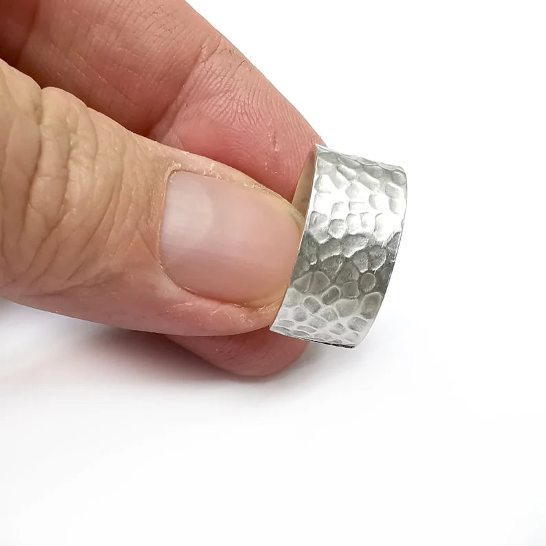 Hammered Ring Blank Ring Adjustable Antique Silver Plated Brass (10mm) G34613