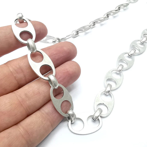 Oval Antique Silver Chain (16mm) Antique Silver Plated Chain G34549