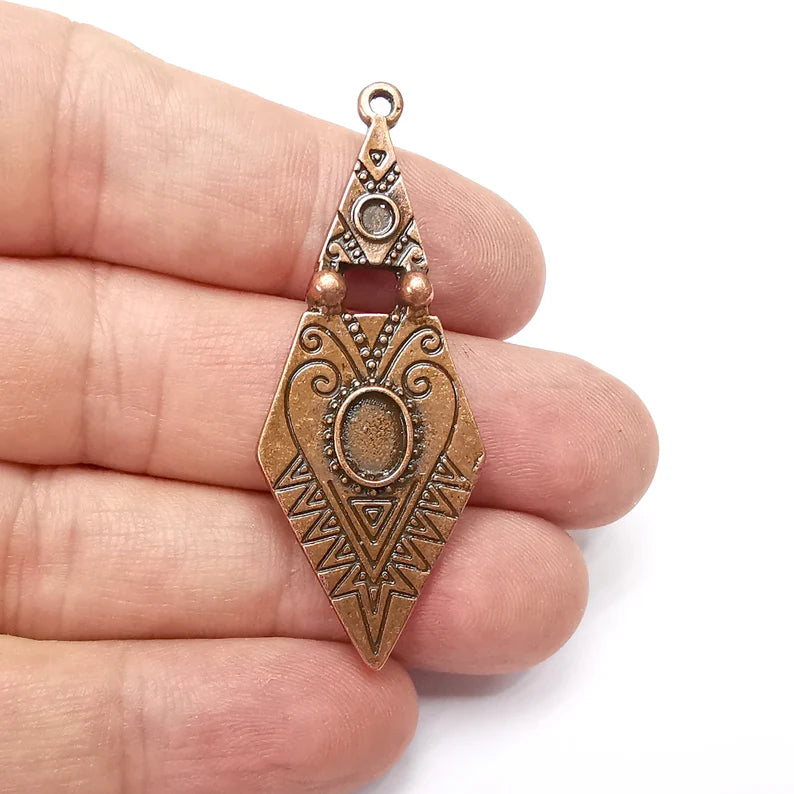 Marquise Charms Blanks, Resin Bezel Bases, Mosaic Mountings, Dry flower Frame, Polymer Clay base, Antique Copper Plated (8x6 - 3 mm) G34551