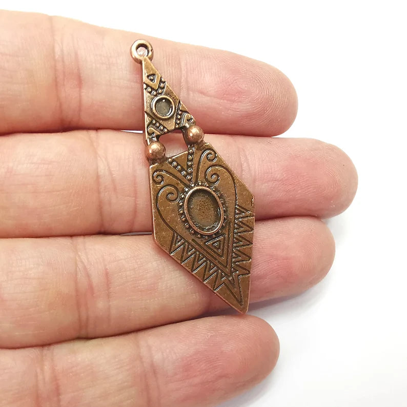 Marquise Charms Blanks, Resin Bezel Bases, Mosaic Mountings, Dry flower Frame, Polymer Clay base, Antique Copper Plated (8x6 - 3 mm) G34551