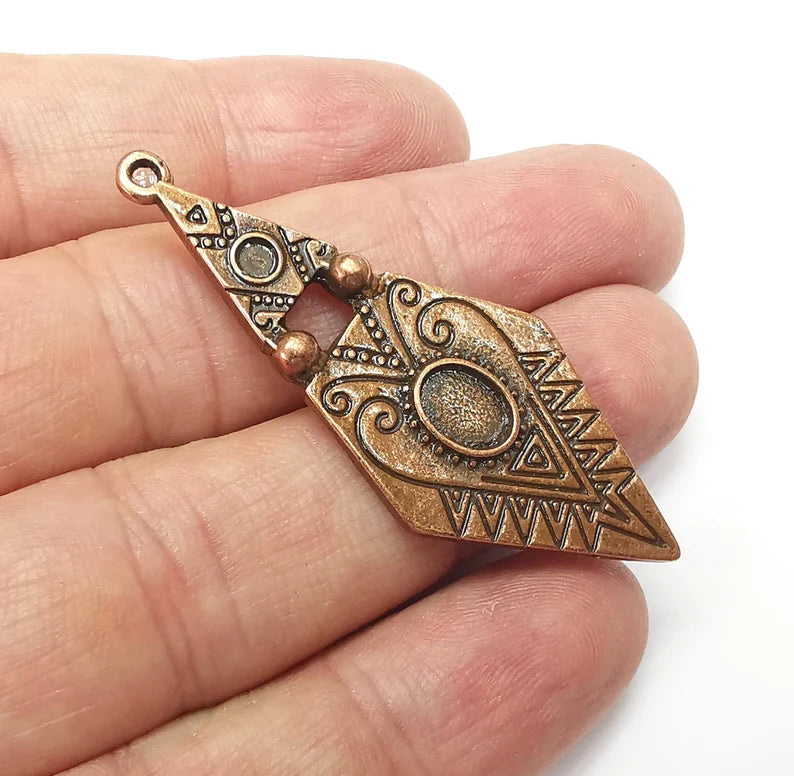 Marquise Charms Blanks, Resin Bezel Bases, Mosaic Mountings, Dry flower Frame, Polymer Clay base, Antique Copper Plated (8x6 - 3 mm) G34551