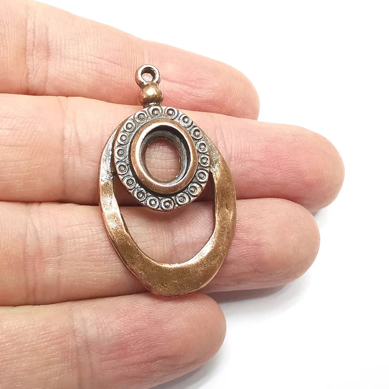 Charms Blanks Oval , Resin Bezel Bases, Mosaic Mountings, Dry flower Frame, Polymer Clay base, Antique Copper Plated (10x8mm) G34555
