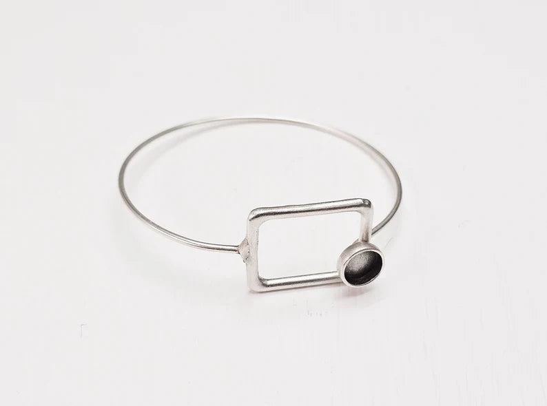 Rectangle Bracelet Blank Resin Cuff Dry Bezel Cabochon Base Adjustable Antique Silver Plated Brass (8mm Blank) G34627