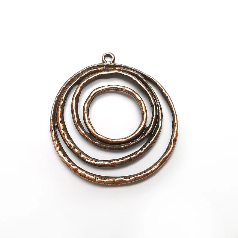 Circles Dangle Charms, Antique Copper Plated Charms (40x37mm) G34557
