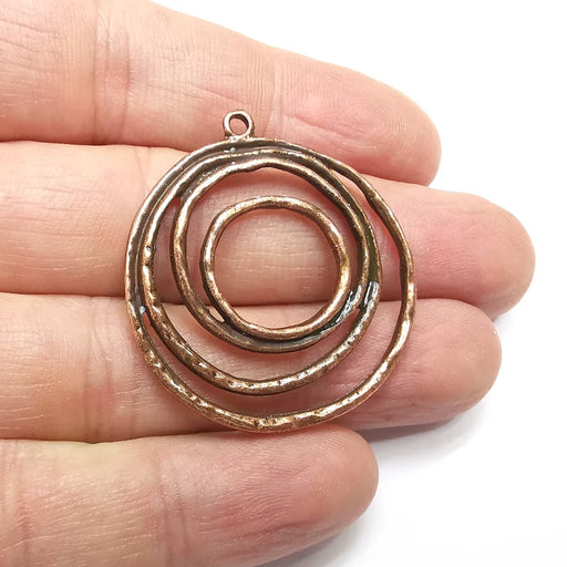 Circles Dangle Charms, Antique Copper Plated Charms (40x37mm) G34557