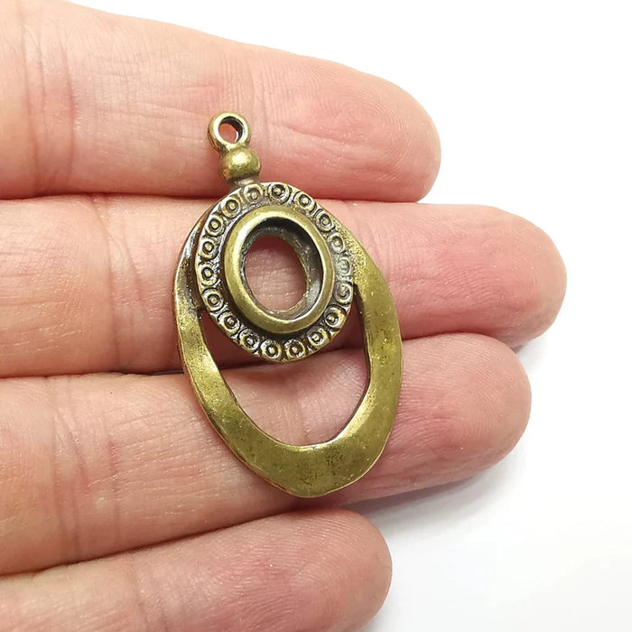 Charms Blanks Oval , Resin Bezel Bases, Mosaic Mountings, Dry flower Frame, Polymer Clay base, Antique Bronze Plated (10x8mm) G34560